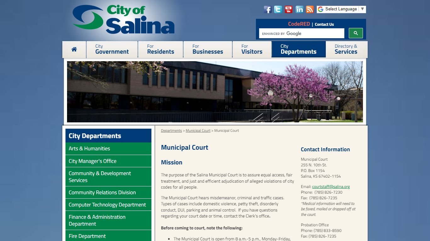 Welcome to the City of Salina, Kansas - Municipal Court