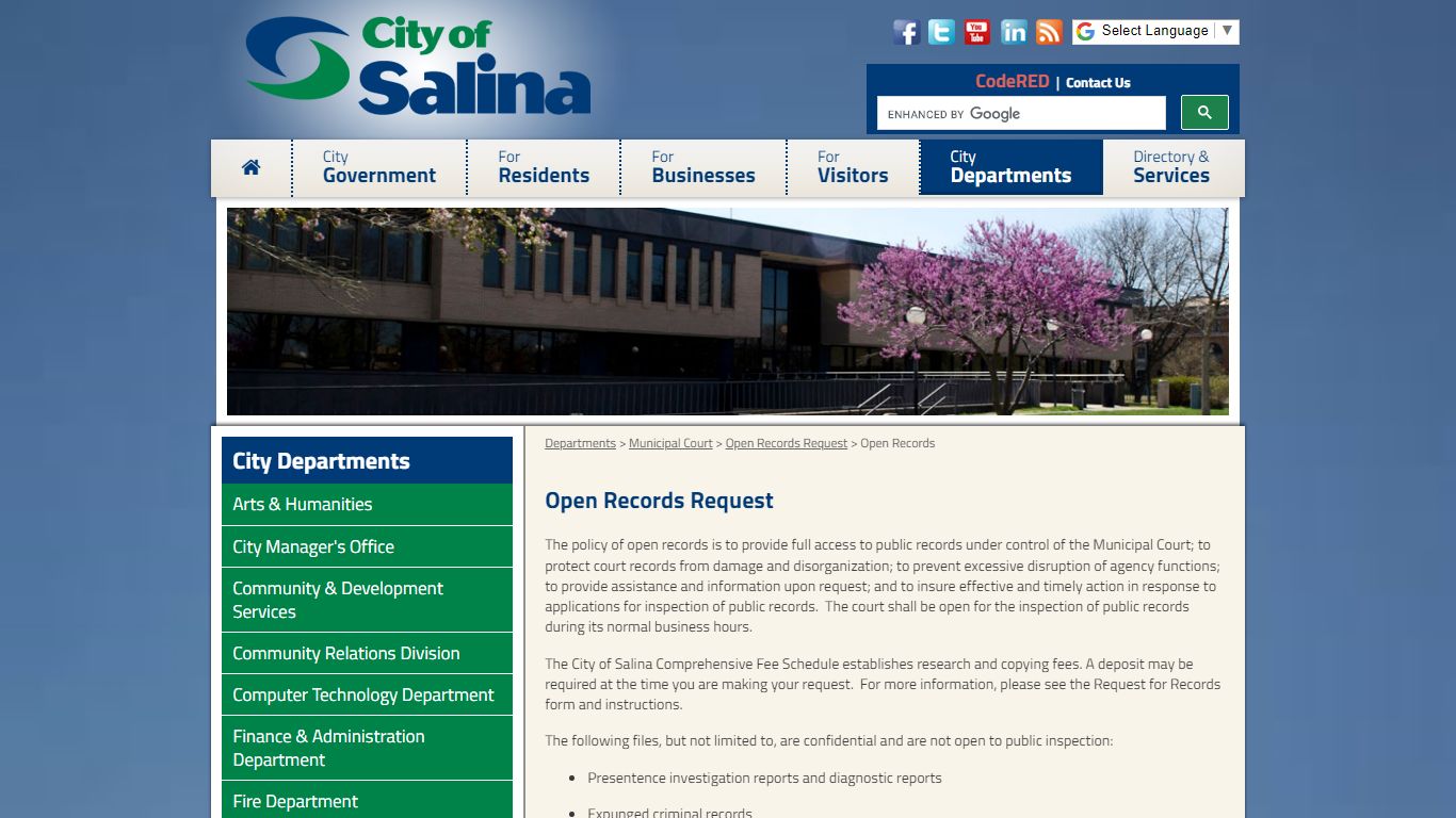 Welcome to the City of Salina, Kansas - Open Records