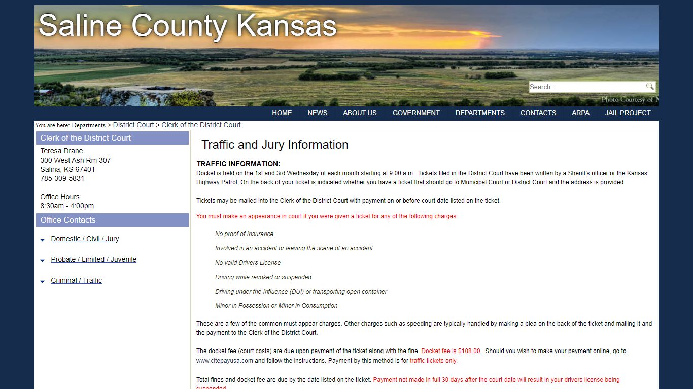 Clerk of the District Court - Saline County, Kansas